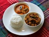 Mangalorean Plated Meal Series - Boshi # 5 - Special Ison/Surmai Curry, Soorn (Yam) Sukka & White Rice