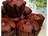 Fresh Cherries and Chocolate Muffins - Eggless and healthy