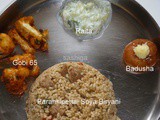 பரங்கிப்பேட்டை சோயா பிரியாணி,காலிபிளவர் 65 & பாதுஷா / 30 Days Veg Lunch Menu # 21