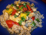 Chicken, mango, and cashew stir fry
