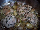 Roasted chicken thighs with garlic cloves