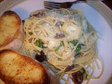 Spaghetti with fennel, artichokes, arugula, and olives