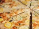 Zucchini garlic alfredo pizza