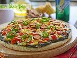 Homemade Pesto Pan Pizza with Sausage, Pepper & Corn