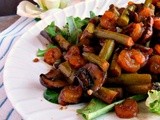Guinness Shrimp, Mushrooms, Onions, Asparagus