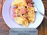 Tailgate Crock Pot Pierogies with Keilbasa, Bacon, and Onions