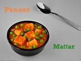 Mutter Paneer - Mattar Paneer - Paneer Mutter - Cottage Cheese & Green Peas Curry