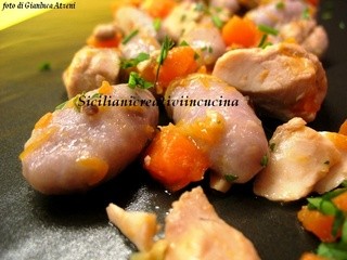 Gnocchi di patate viola con zucca e palamita
