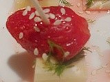 Amuse-bouches Tomme et fraise anisé à l'aneth