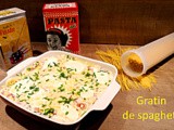 Gatin de spaghetti au jambon, maîs et mozzarella