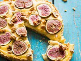 Custard tart with figs and roasted marzipan