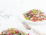 Salad of farro, pomegranate and brussels sprouts