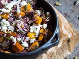 Shaved Brussels sprouts salad with feta and pumpkin