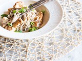 Soba noodles with spicy chicken and lemon oil