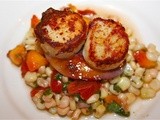 French Fridays with Dorie: Warm Scallop Salad with Corn, Nectarines, and Basil