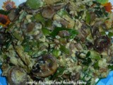 Stir Fried Swiss Brown Mushrooms with Chinese Leeks and Eggs