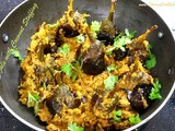 Bharwa baingan masala with gravy, stuffed brinjal curry with coconut - gutti vankaya karam kura