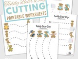 Adorable Teddy Bear Cutting Practice Sheets