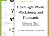 Dolch Sight Words Worksheets: Week Ten
