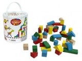 Save 50% off 42 Pc Wood Building Block Set with Carrying Bag and Container