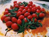 Cherry Tomatoes and Ricotta baked Crostini