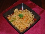 Hakka Noodles and Hot garlic sauce and Chinese fried rice