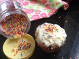 Funfetti cupcakes with paneer/cottage cheese frosting