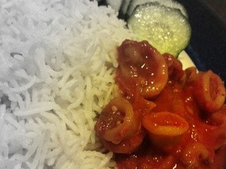 Nasi Lemak dgn Sambal Sotong- Coconut milk rice with spicy squid