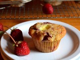 Roasted Strawberry Cheesecake Muffins