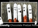 Halloween Ghostly Chocolate Pretzel Rods and Menu Plan Monday