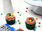 Chocolate m&m’s Crispy Cupcakes with Chocolate Buttercream Frosting