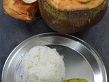 Daab Chingri/Prawns cooked in tender coconut