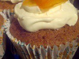 Carrot cupcakes and a honey whipped cream topping