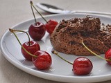 Chocolate and olive oil mousse with kirsch soaked cherries