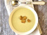 Parsnip and white bean soup with curried croutons
