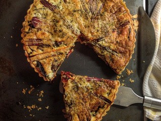 Rhubarb chard and Parmesan tart
