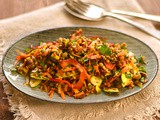 Spiced red rice and lentil salad