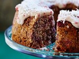 Five-Spice Raspberry & Banana Cake with Coconut Lemon Icing (Paleo, Grain-Free, Sugar-Free, Dairy-Free)