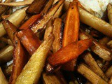 Thanksgiving Dinner with all the trimmings, Caramelized Parsnip and Carrot fries