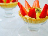 Fruit tart | Delicious melt in the mouth tart| Filled with creamy custard | Garnished with strawberries and kiwi