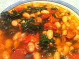 Chorizo, white bean, and kale soup