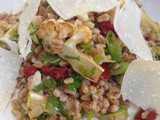 Farro salad with artichokes, cauliflower, and sun-dried tomatoes