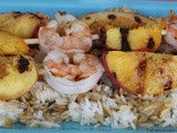 Grilled Peaches and Shrimp Shish Kabobs / #SundaySupper