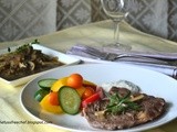 Pan Seared Rib Eye Steak with Balsamic Mushroom Sauce