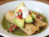 Chicken Flautas in a Roasted Tomatillo Broth