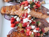 Grilled Salmon and Red Onion with Strawberry Salsa