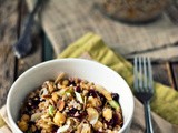 A Change in Season [Bulgur & Chickpea Salad with Cranberries, Toasted Almonds + Cumin-Lime Vinaigrette]