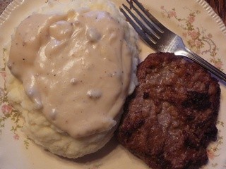 Chicken Fried Steak, Mashed Potatoes 'n Gravy with a Side Salad, Just What My Husband Ordered for Dinner
