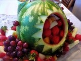 Shark Centerpiece Filled with Fruit.  Perfect for Kids Parties