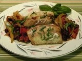 Baked Fish with Peppers, Tomatoes and Beans